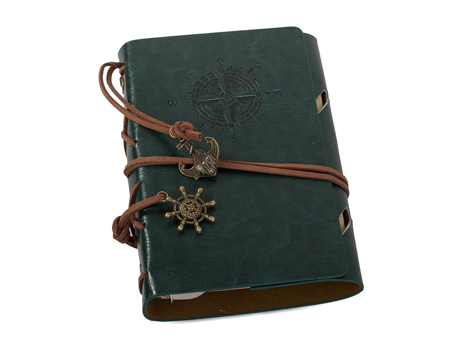 Eco -Leather Retro/Vintage Agenda, 70 Sheets A6, 15 x 10 cm, Dark Green