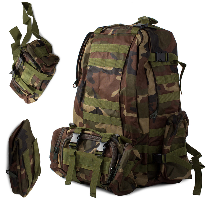 Rucsac Militar, Turism, Camping, Alpinism, Capacitate 48,5 L, Camuflaj