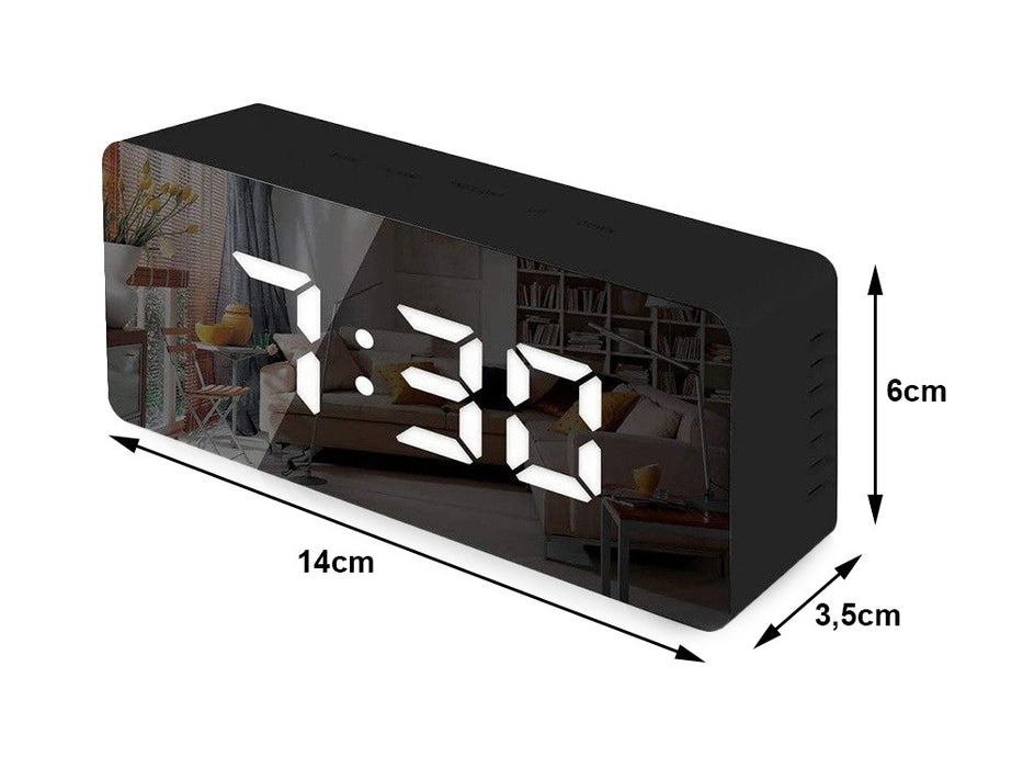 Digitális óra tükör típusú LED, dátum/idő/hőmérséklet kijelző, riasztás