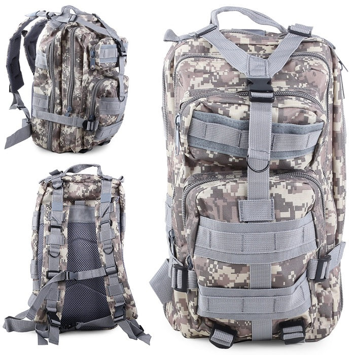 Rucsac Militar, Turism, Camping, Capacitate 30 L, Gri camuflaj