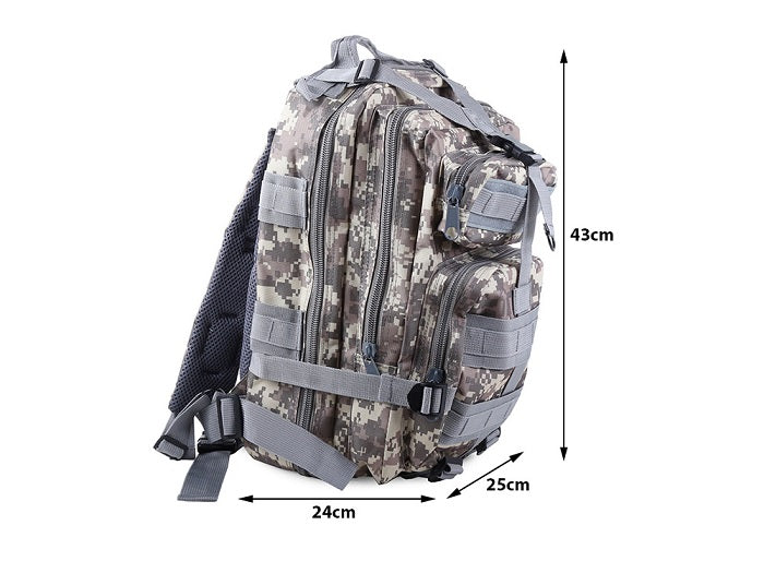 Rucsac Militar, Turism, Camping, Capacitate 30 L, Gri camuflaj