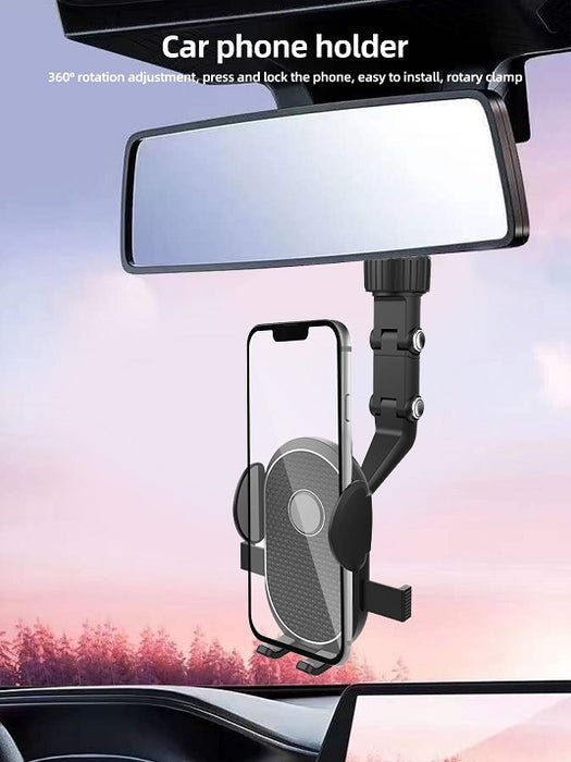 Поддръжка на автомобила за телефон с огледало за заден преглед, въртене на 360 °