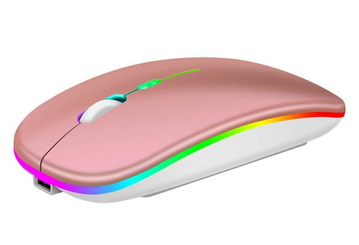 Επαναφορτιζόμενο ασύρματο ποντίκι, Ultra Slim, Silent, RGB LED, Rose